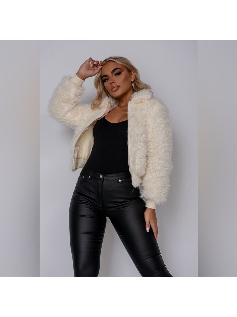 Parisian ASOS Teddy Fur Fluffy Jacket Cream Size 12